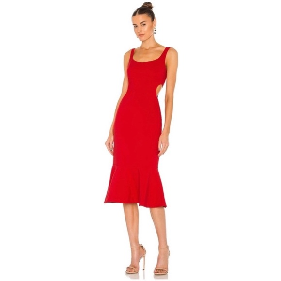 LIKELY Revolve red midi flare dress NWT - Picture 3 of 8